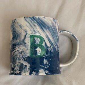 Anthropologie Blue and White Marbled Mug